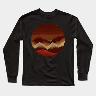 Maroon Red Watercolour Style Mountain Scene at Sunset Long Sleeve T-Shirt